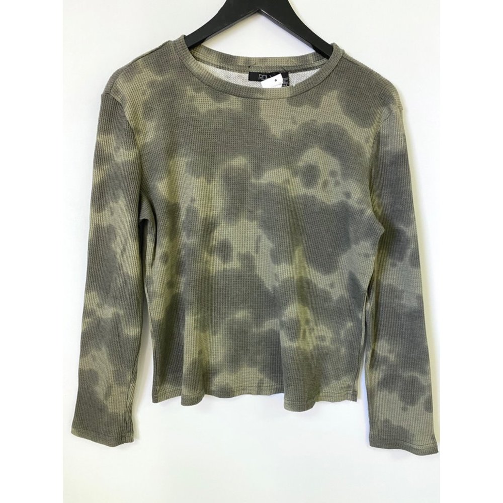 RDI thermal waffle knit long sleeve tie dye top NEW WITH TAGS